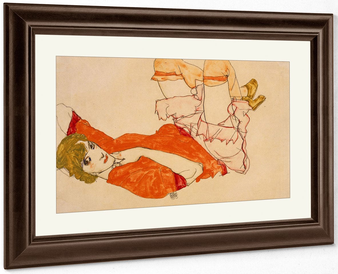 Wally In Red Blouse With Raised Knees 1913 Watercolor Gouache 31X47Cm Pc By Egon Schiele Fine Art Print