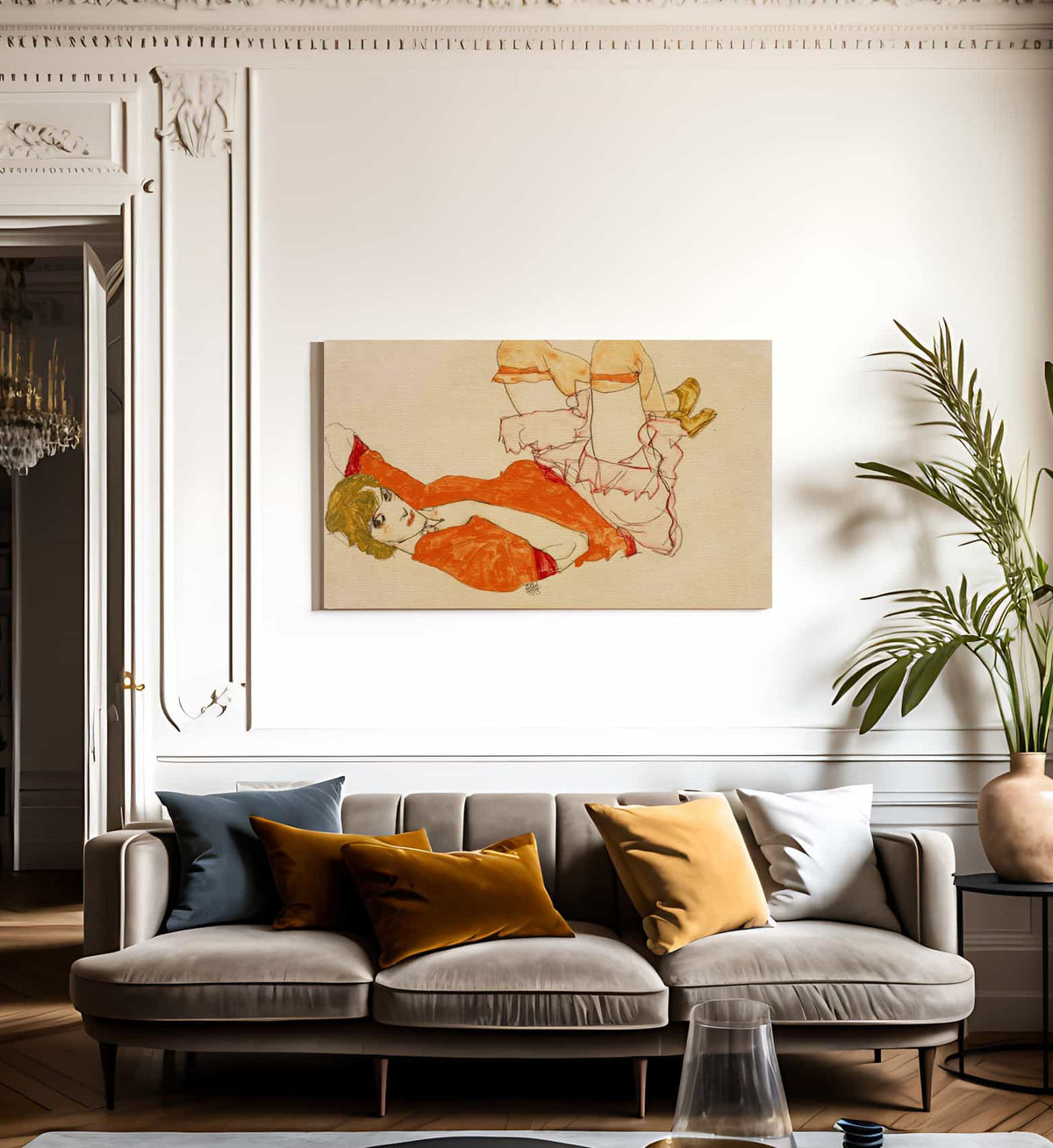 Wally In Red Blouse With Raised Knees 1913 Watercolor Gouache 31X47Cm Pc By Egon Schiele Fine Art Print