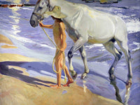 Washing The Horse By Joaquin Sorolla Y Bastida Fine Art Print