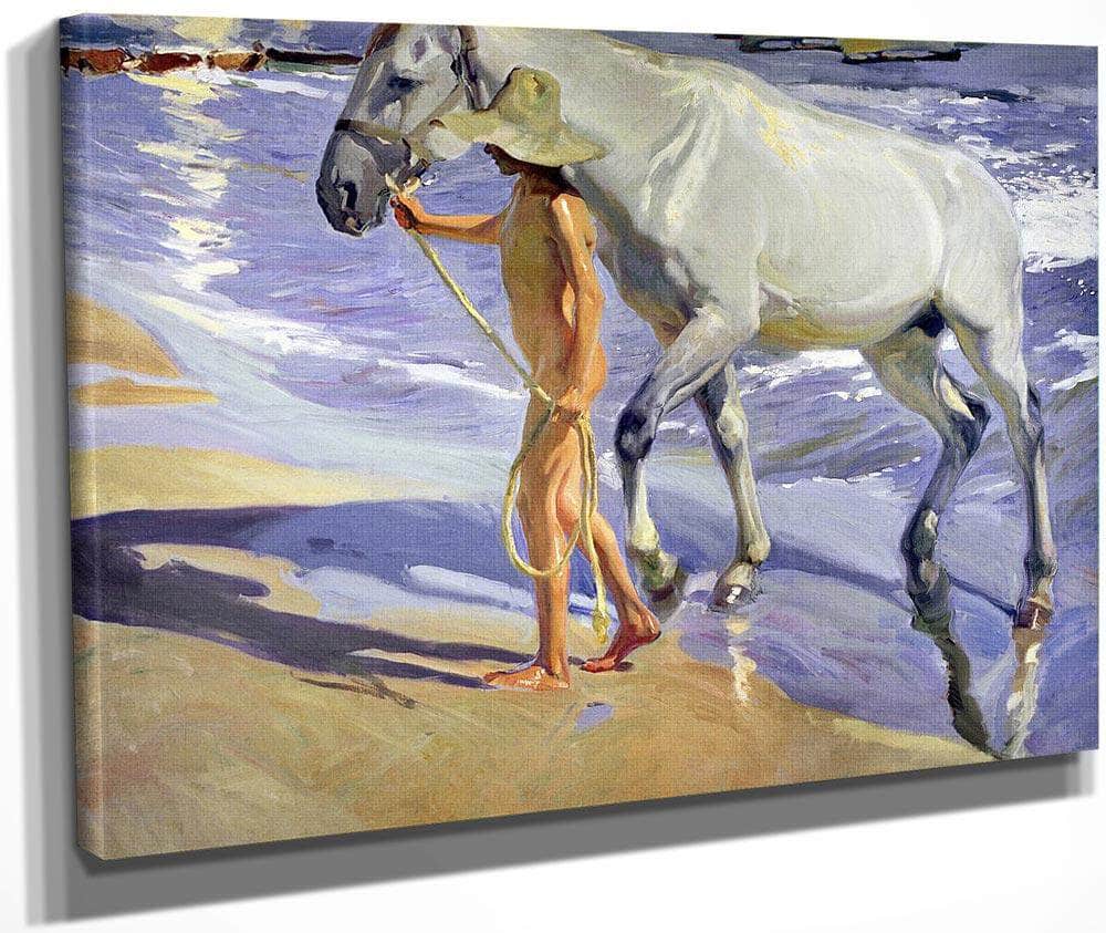 Washing The Horse By Joaquin Sorolla Y Bastida Fine Art Print