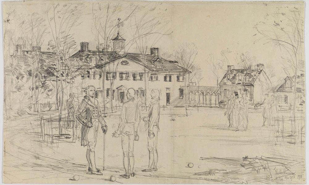 Washington At Mount Vernon By Childe Hassam Fine Art Print