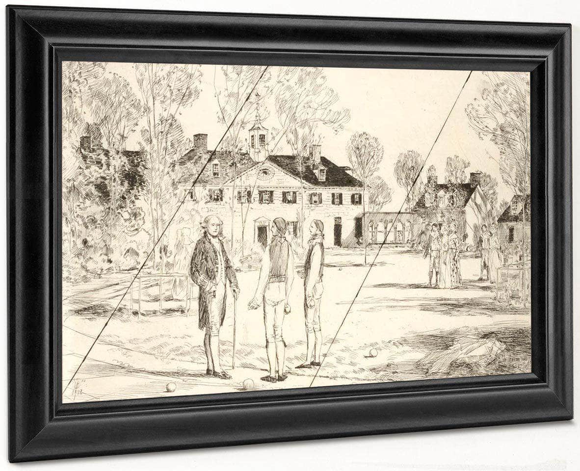 Washington At Mount Vernon (Cancelled Plate From The Portfolio  The Bicentennial Pageant Of George Washington ) By Childe Hassam Fine Art Print