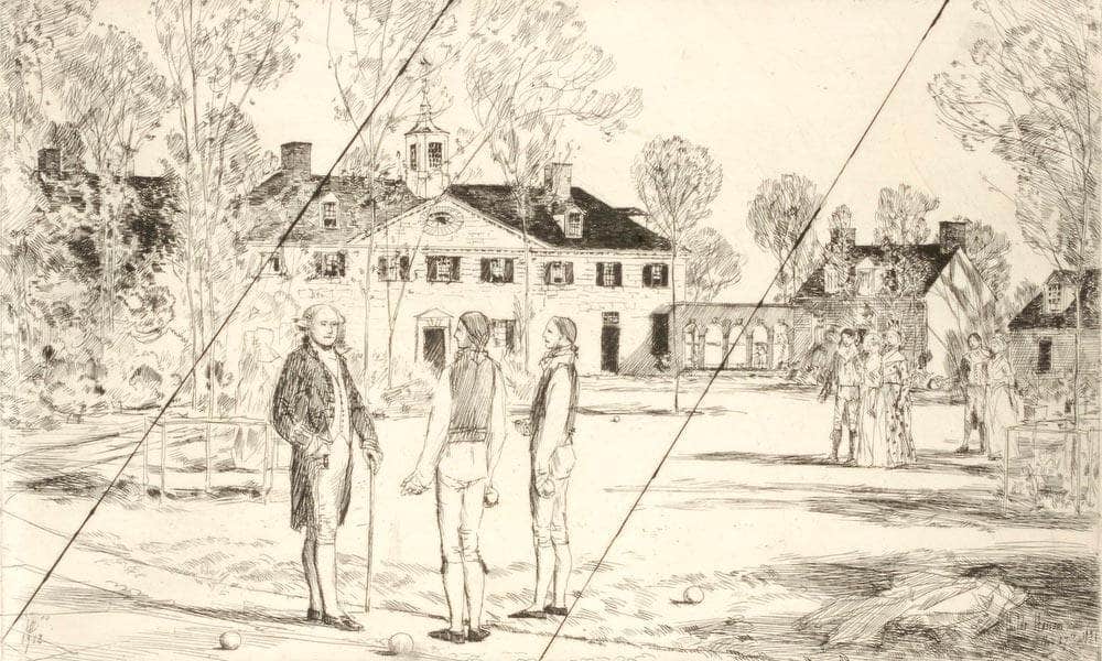 Washington At Mount Vernon (Cancelled Plate From The Portfolio  The Bicentennial Pageant Of George Washington ) By Childe Hassam Fine Art Print