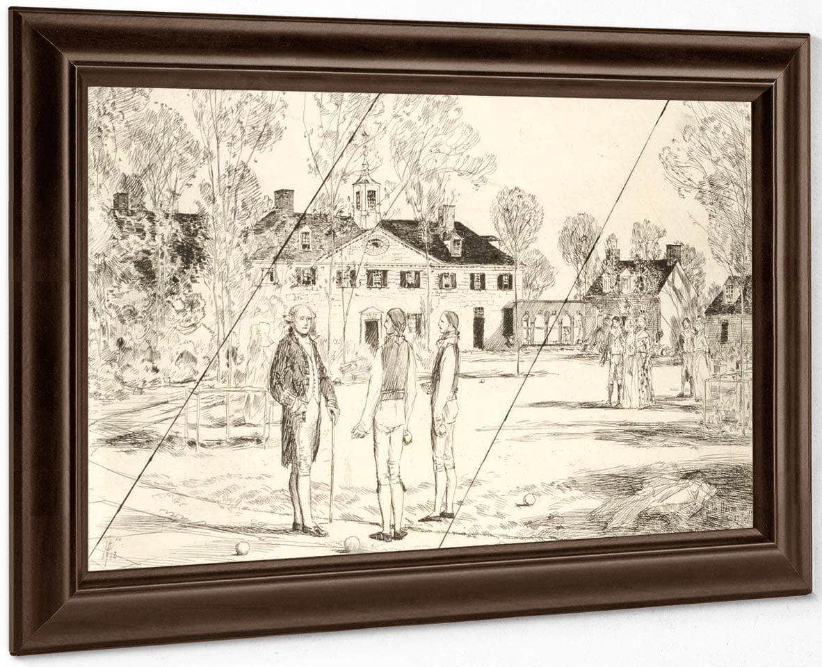 Washington At Mount Vernon (Cancelled Plate From The Portfolio  The Bicentennial Pageant Of George Washington ) By Childe Hassam Fine Art Print