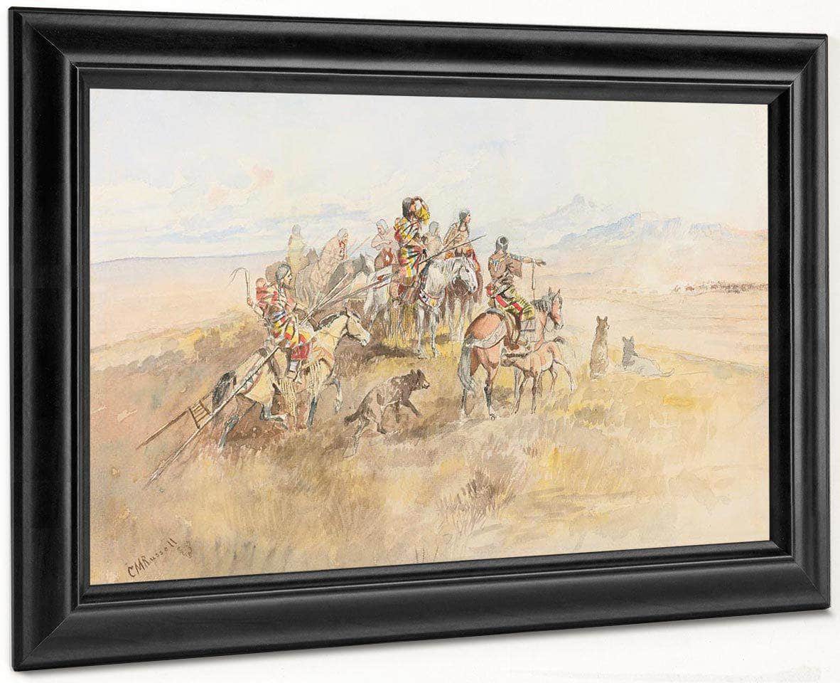 Watching The Buff By Charles Marion Russell Fine Art Print