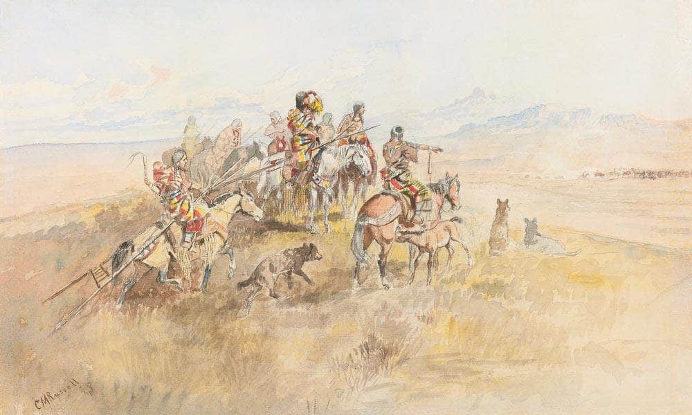 Watching The Buff By Charles Marion Russell Fine Art Print