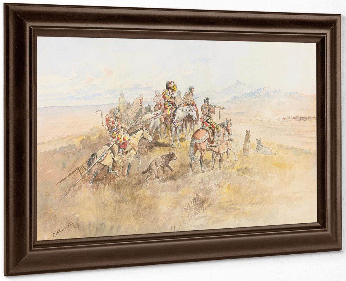 Watching The Buff By Charles Marion Russell Fine Art Print