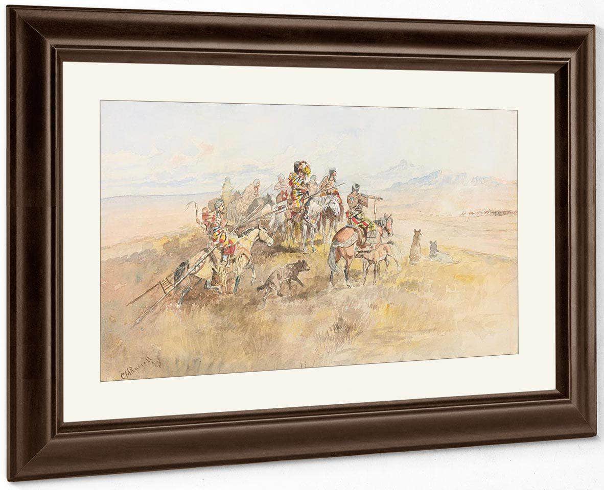 Watching The Buff By Charles Marion Russell Fine Art Print