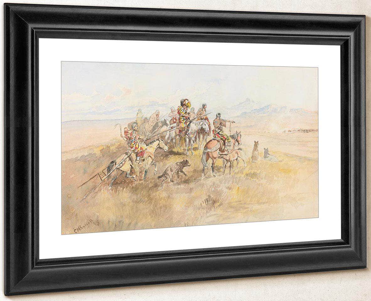 Watching The Buff By Charles Marion Russell Fine Art Print
