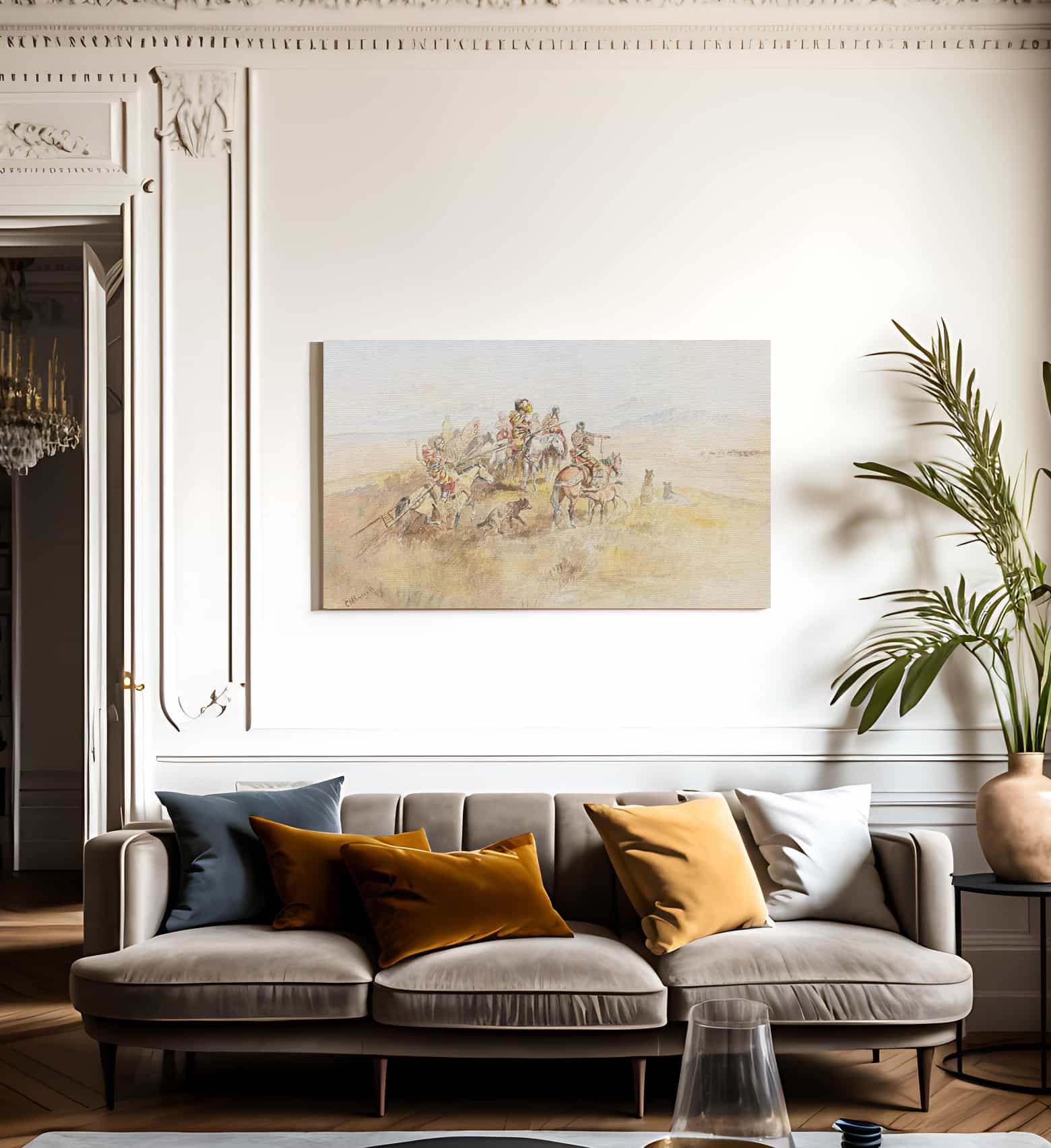 Watching The Buff By Charles Marion Russell Fine Art Print