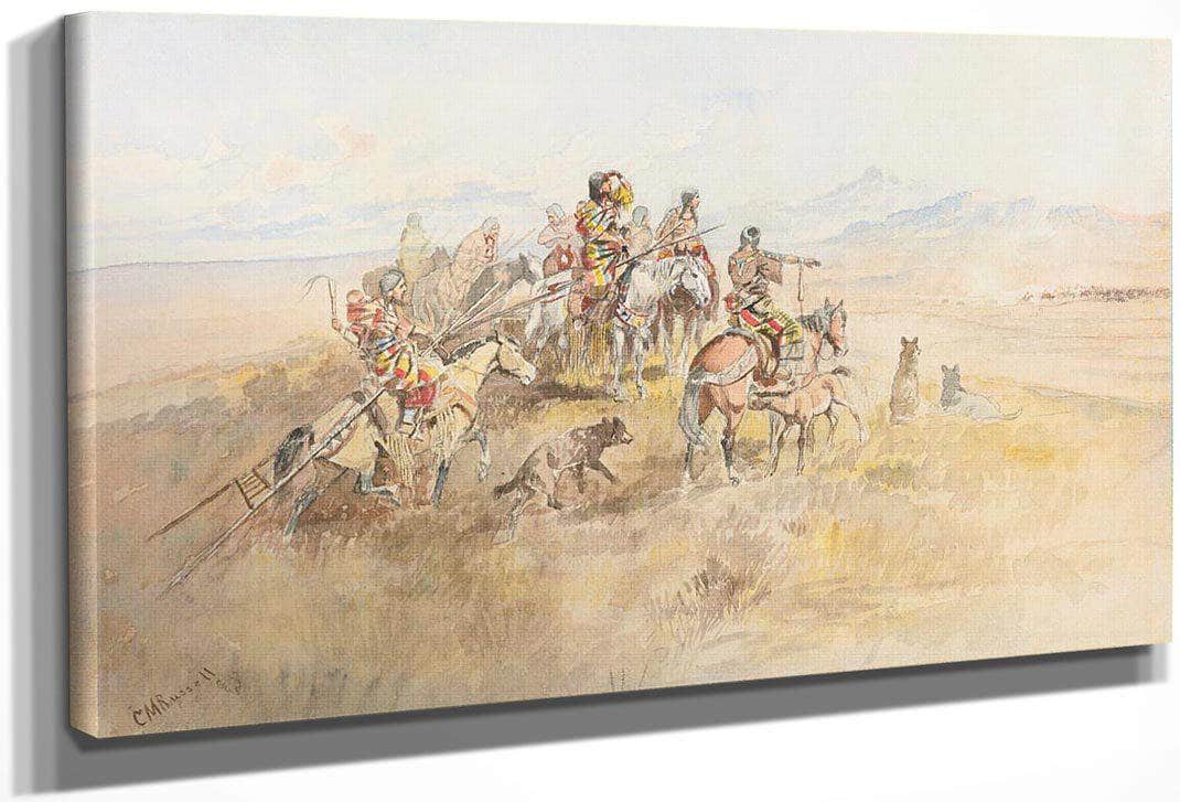 Watching The Buff By Charles Marion Russell Fine Art Print