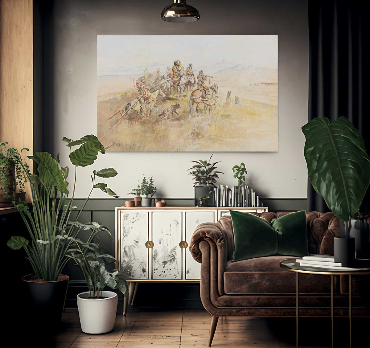 Watching The Buff By Charles Marion Russell Fine Art Print