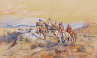Watching The Iron Horse By Charles Marion Russell Fine Art Print