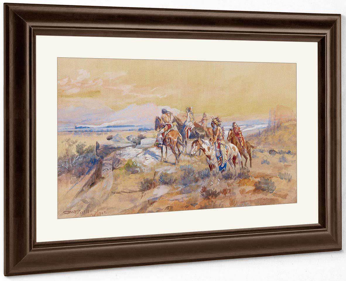 Watching The Iron Horse By Charles Marion Russell Fine Art Print