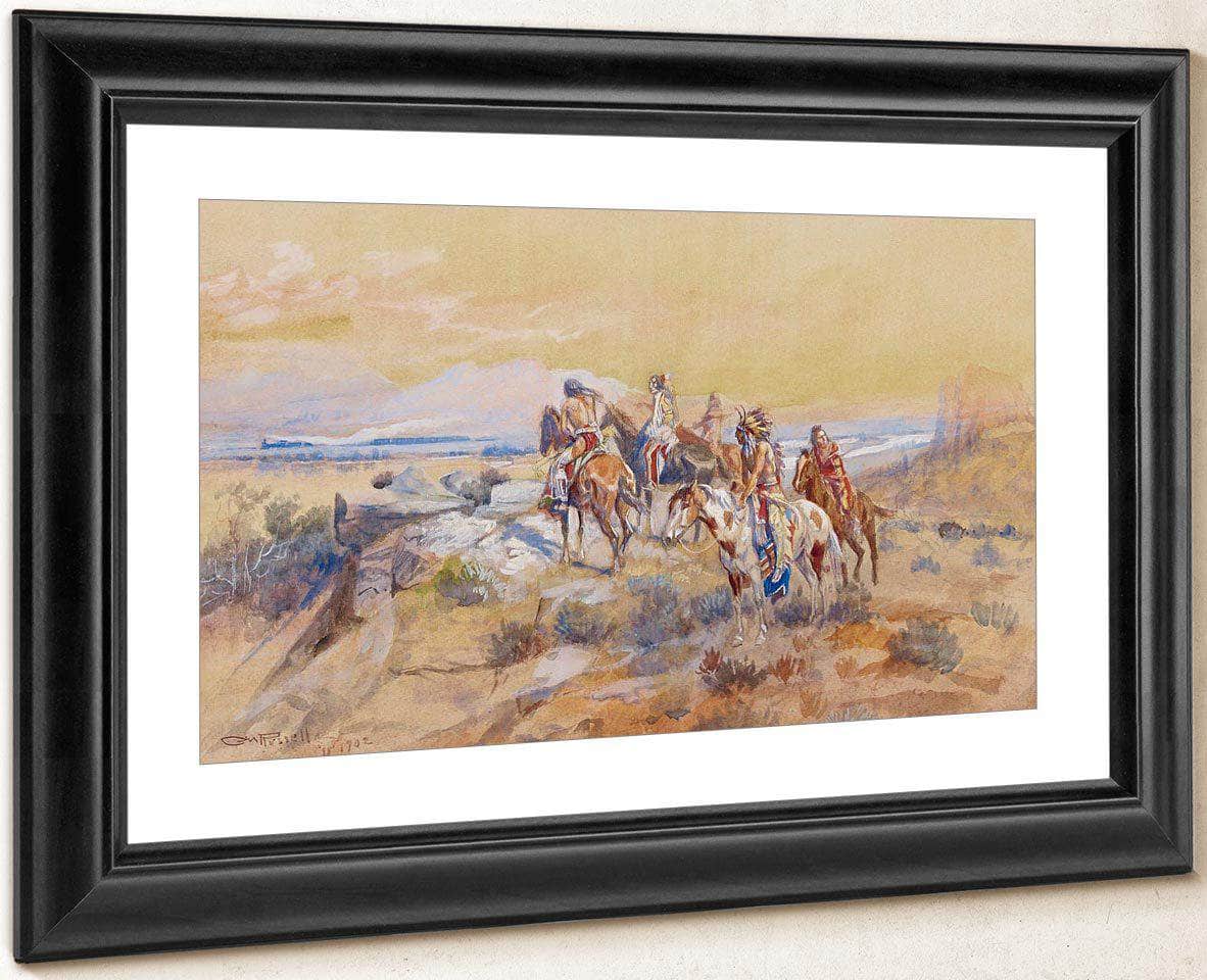 Watching The Iron Horse By Charles Marion Russell Fine Art Print