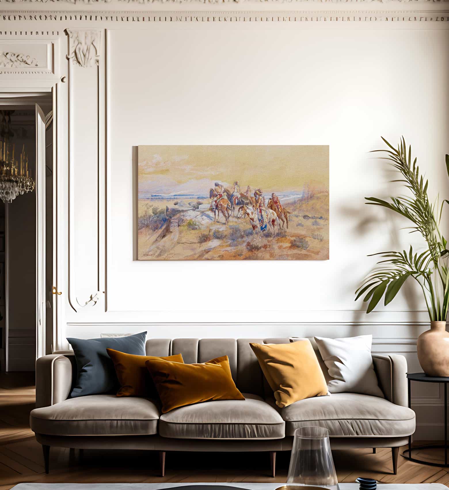 Watching The Iron Horse By Charles Marion Russell Fine Art Print