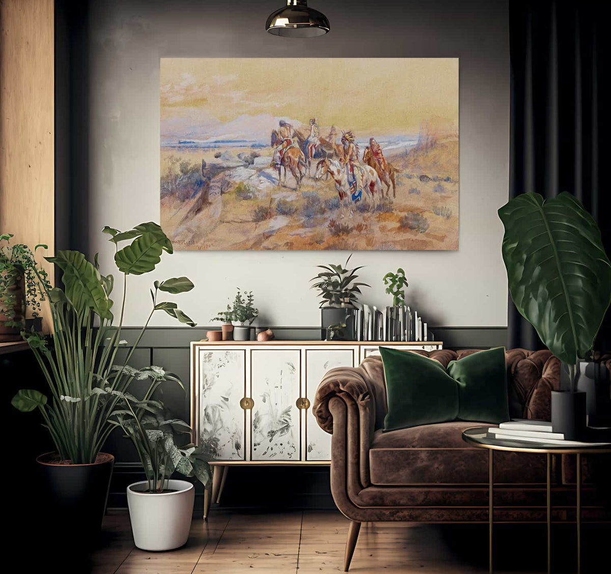 Watching The Iron Horse By Charles Marion Russell Fine Art Print