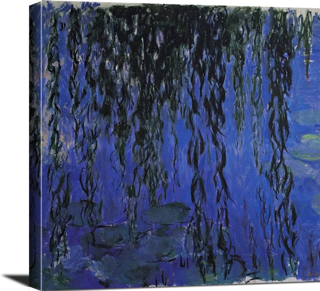 Water Lilies Weeping Willow Branches Painting Claude Monet Canvas Art Fine Art Print