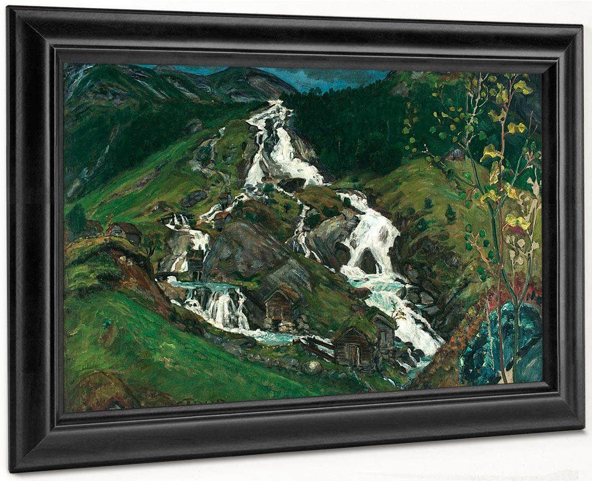 Waterfall And Mill House By Nicolai Astrup Fine Art Print