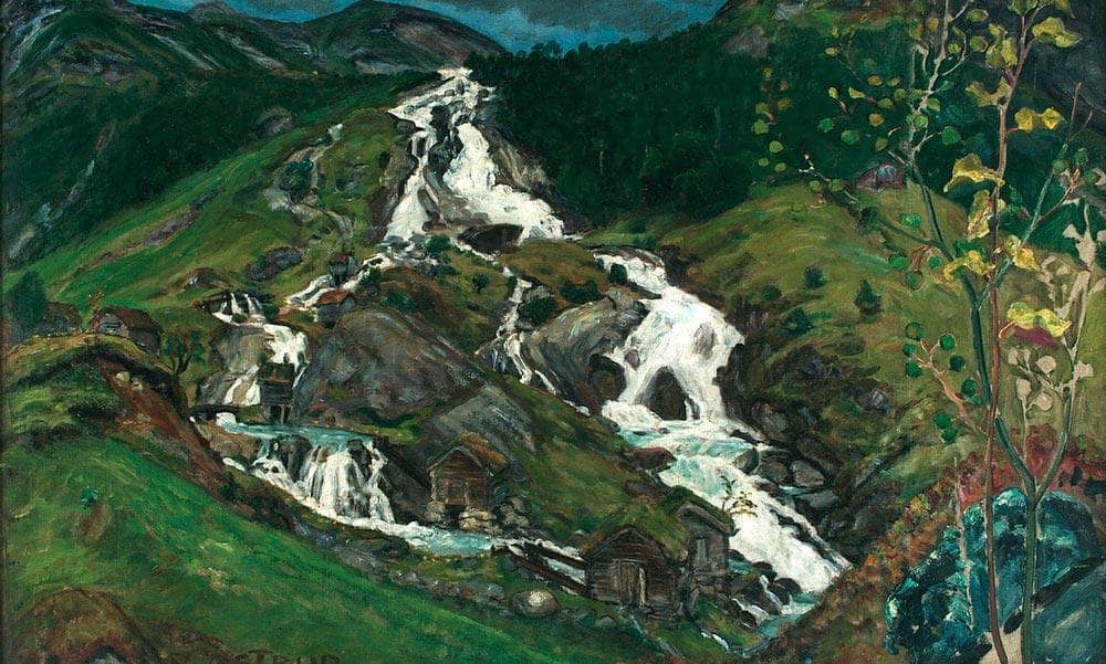 Waterfall And Mill House By Nicolai Astrup Fine Art Print