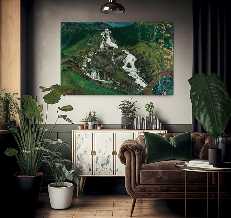 Waterfall And Mill House By Nicolai Astrup Fine Art Print