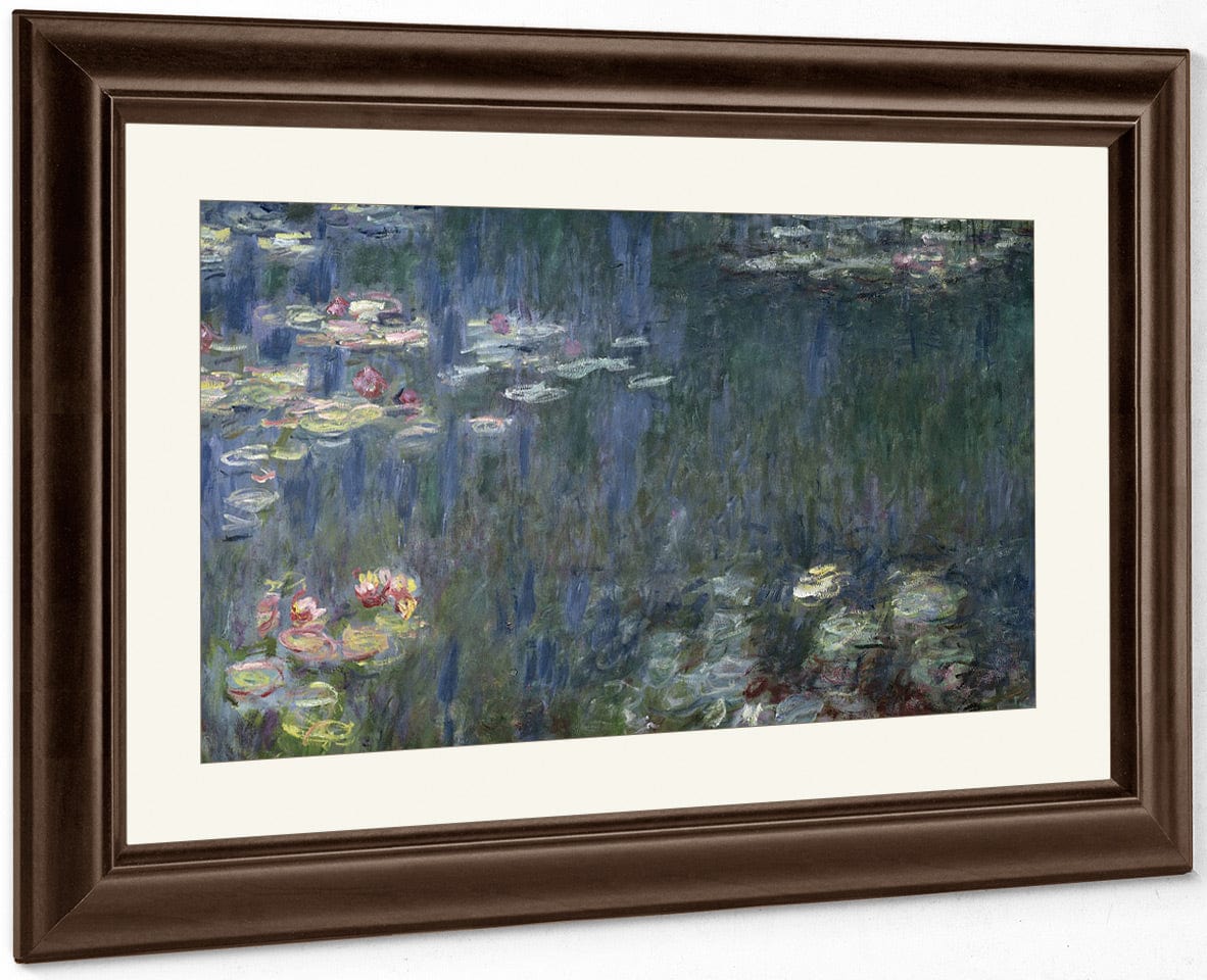 Waterlilies Green Reflections (Left Section) By Claude Monet Fine Art Print