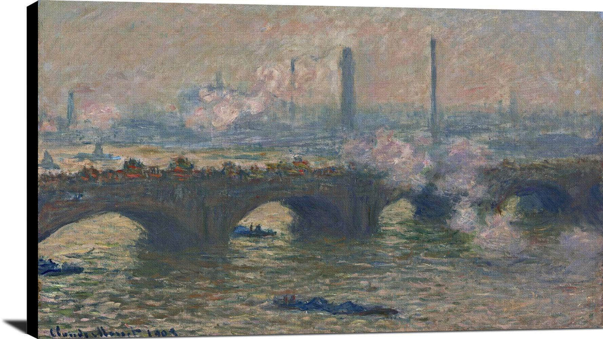 Waterloo Bridge, Gray Day Painting Claude Monet Canvas Art Fine Art Print