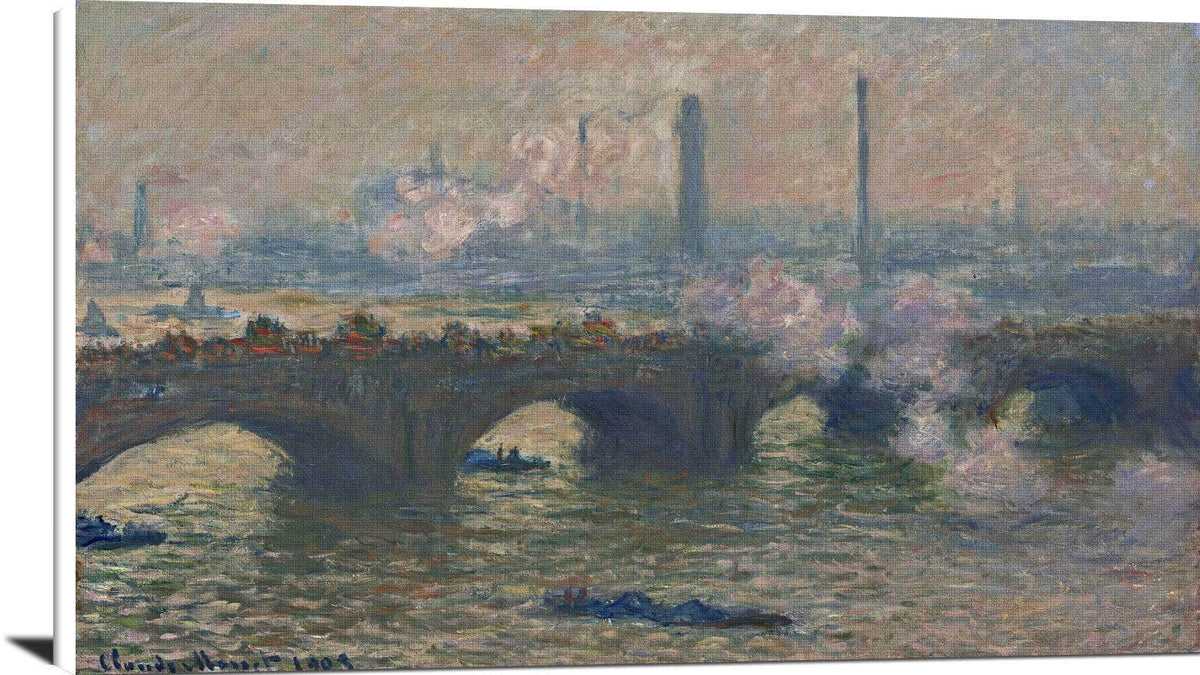 Waterloo Bridge, Gray Day Painting Claude Monet Canvas Art Fine Art Print