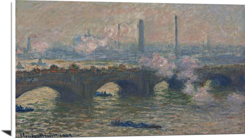 Waterloo Bridge, Gray Day Painting Claude Monet Canvas Art Fine Art Print