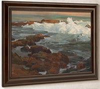 Waves Breaking Along A Rocky Coast By Edgar Payne Fine Art Print