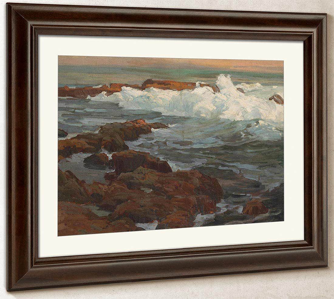 Waves Breaking Along A Rocky Coast By Edgar Payne Fine Art Print