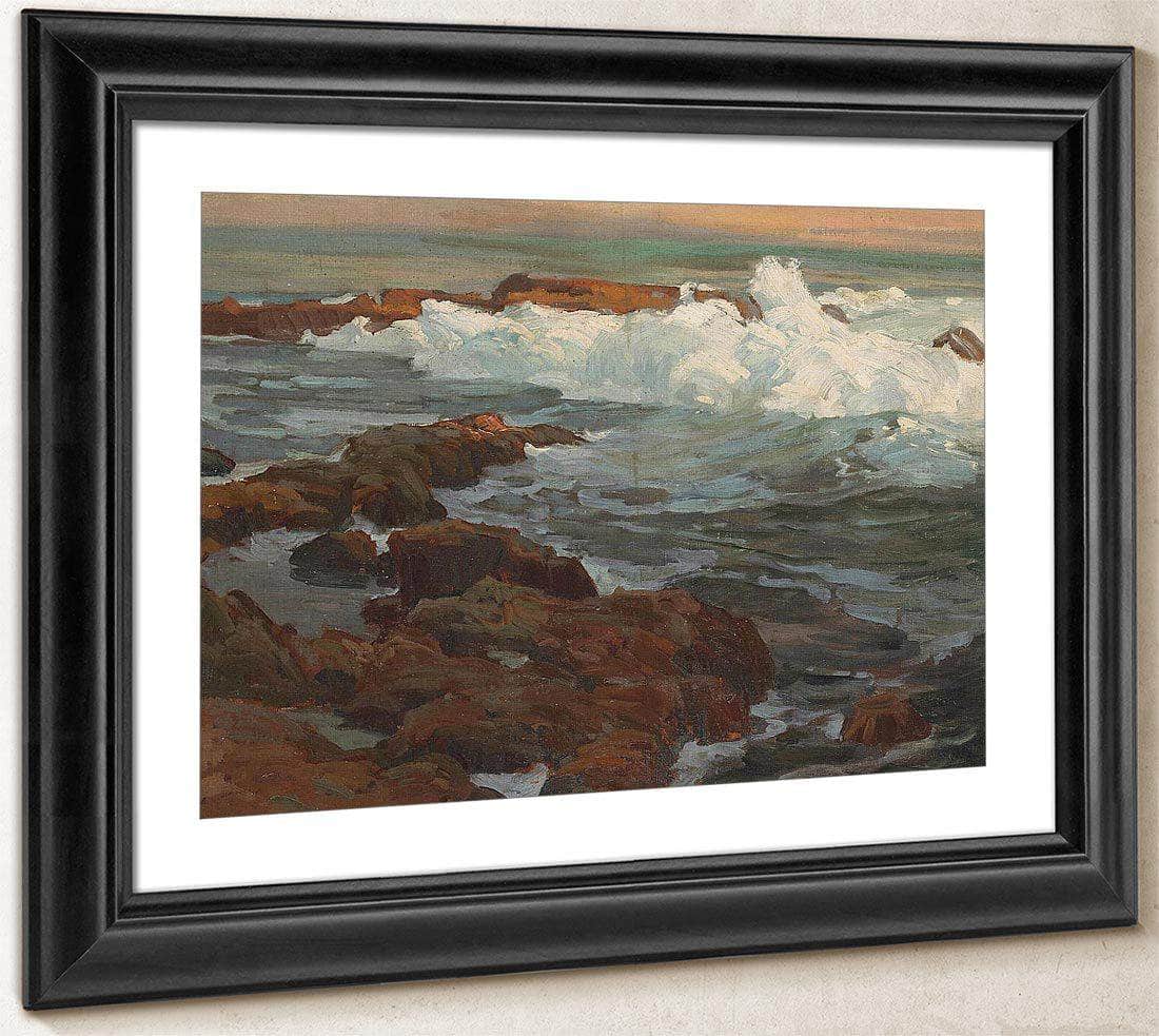 Waves Breaking Along A Rocky Coast By Edgar Payne Fine Art Print