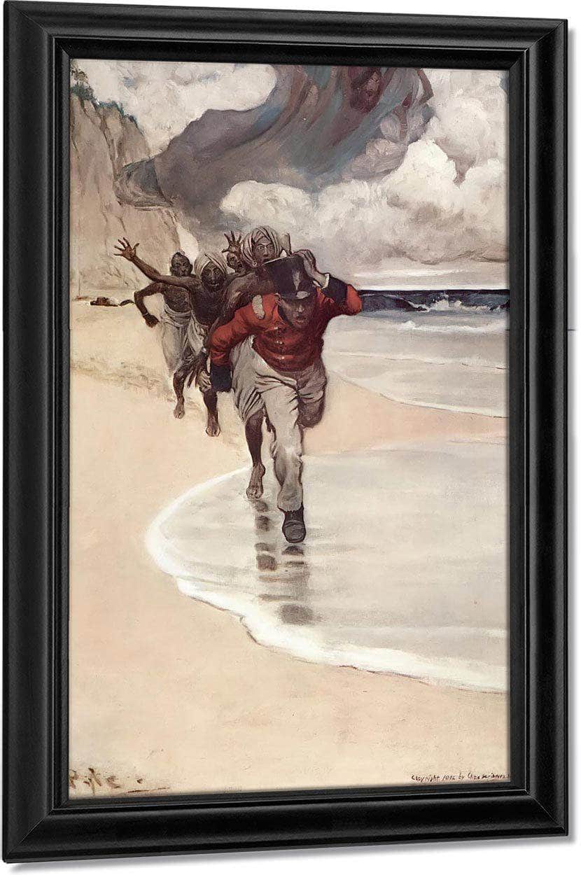 We Started To Run Back To The Raft For Our Lives By Howard Pyle Fine Art Print