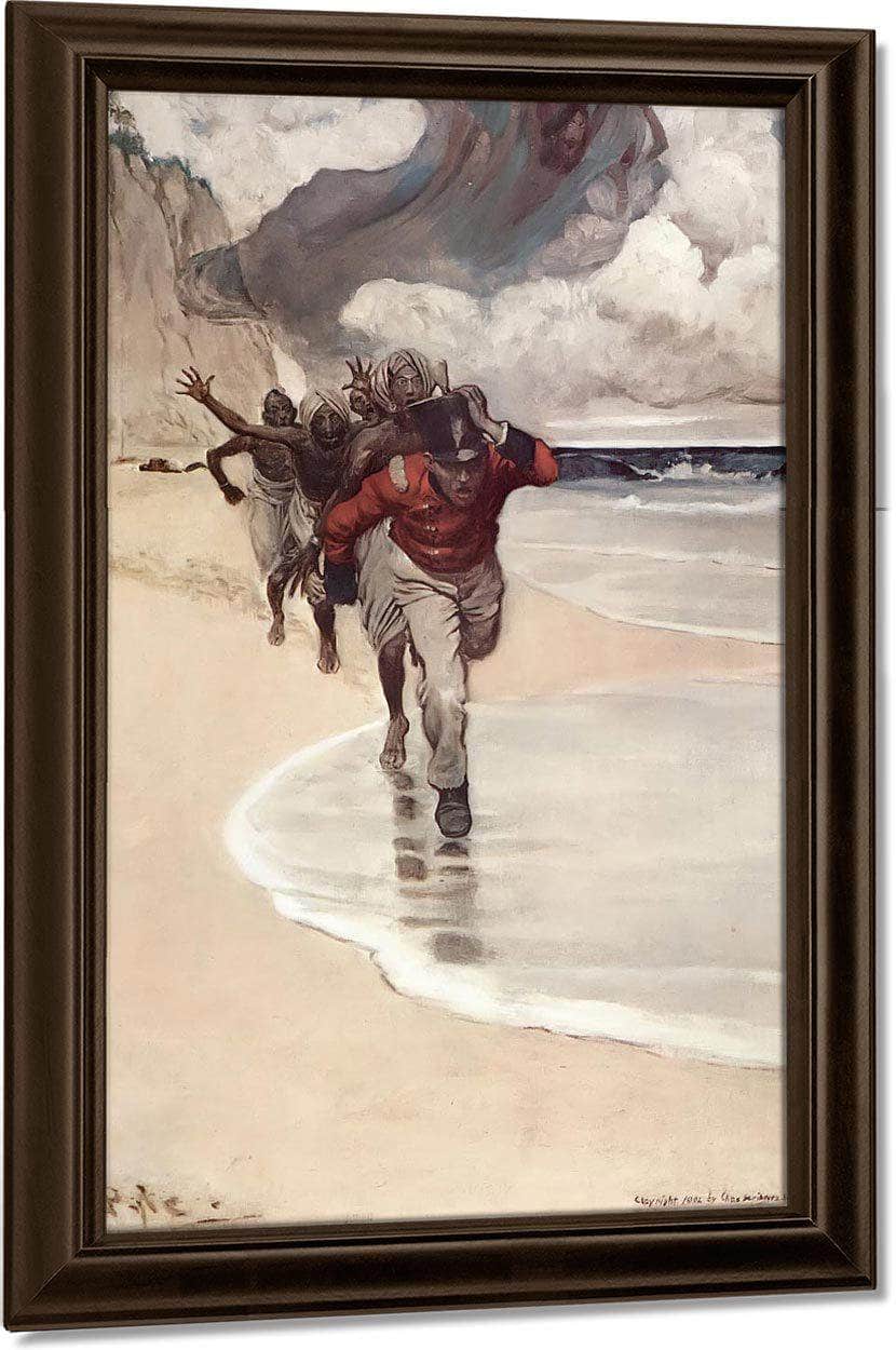 We Started To Run Back To The Raft For Our Lives By Howard Pyle Fine Art Print