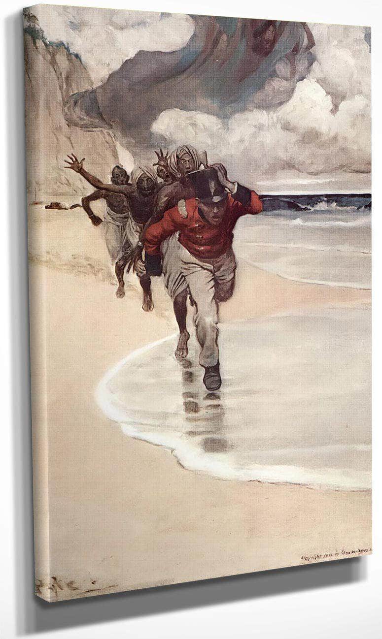 We Started To Run Back To The Raft For Our Lives By Howard Pyle Fine Art Print
