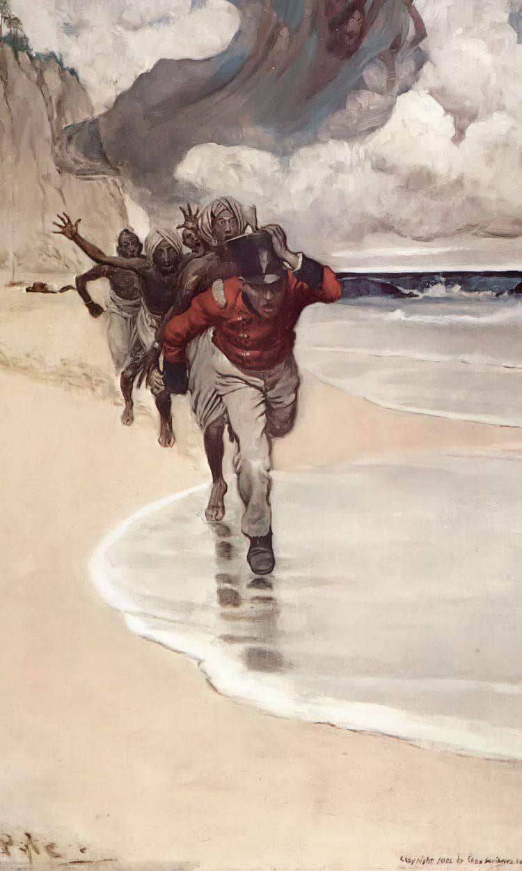 We Started To Run Back To The Raft For Our Lives By Howard Pyle Fine Art Print