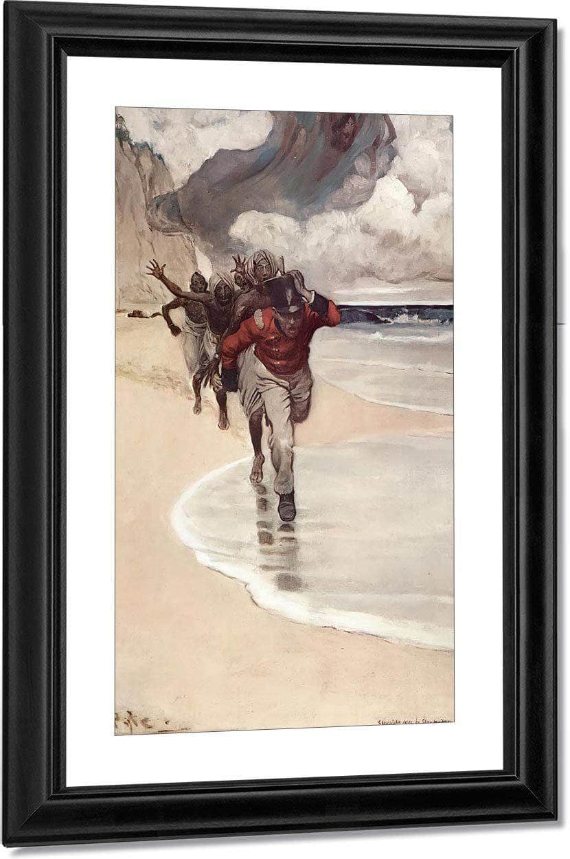 We Started To Run Back To The Raft For Our Lives By Howard Pyle Fine Art Print