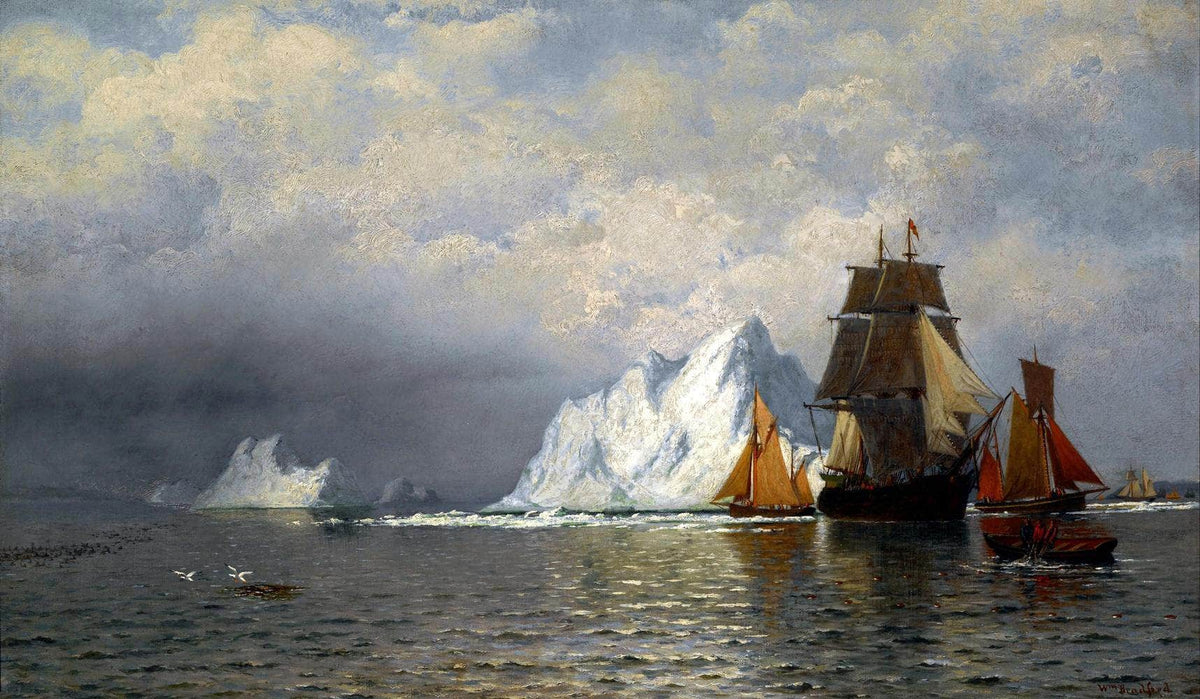 Whaler And Fishing Vessels Near The Coast Of Labrador Painting William Bradford Canvas Art Fine Art Print