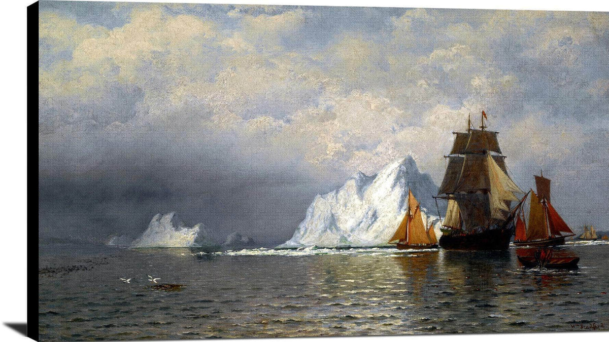 Whaler And Fishing Vessels Near The Coast Of Labrador Painting William Bradford Canvas Art Fine Art Print