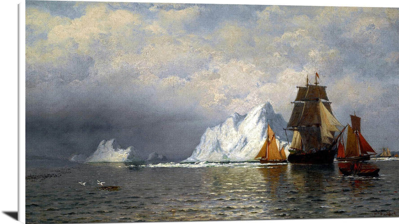 Whaler And Fishing Vessels Near The Coast Of Labrador Painting William Bradford Canvas Art Fine Art Print