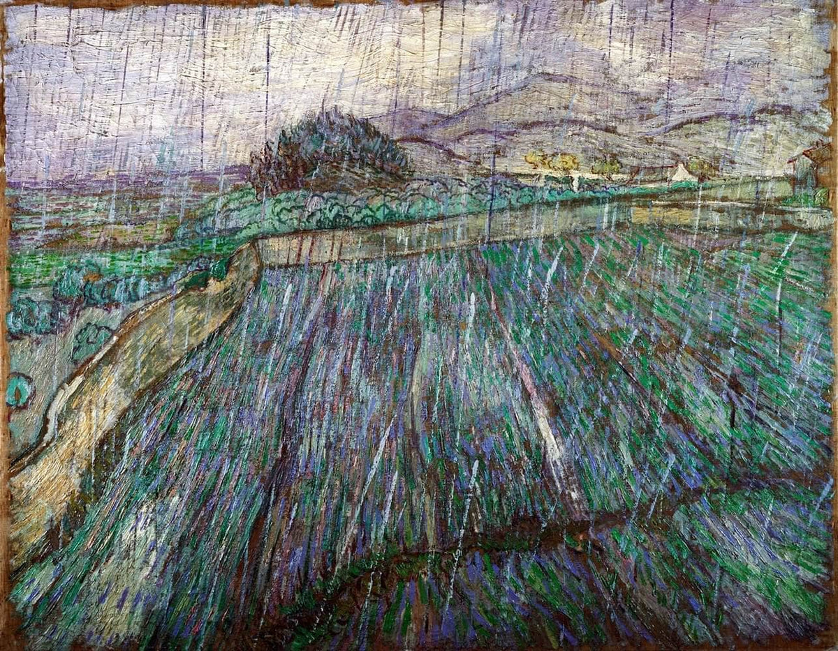 Wheat Field In Rain Painting Vincent Van Gogh Canvas Art Fine Art Print