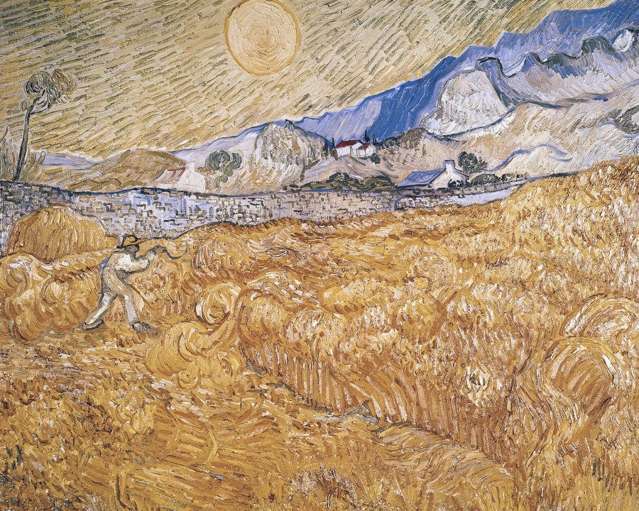 Wheat Field With Reaper (Harvest In Provence) By Vincent Van Gogh Fine Art Print