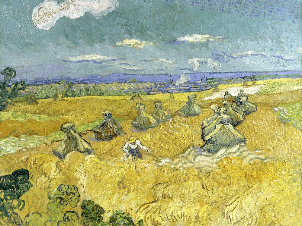 Wheat Fields With Reaper Auvers By Vincent Van Gogh Fine Art Print