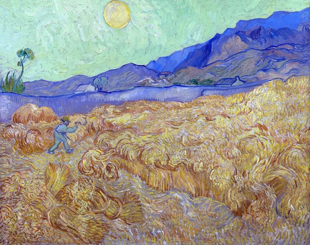 Wheatfield With A Reaper Painting Vincent Van Gogh Canvas Art Fine Art Print