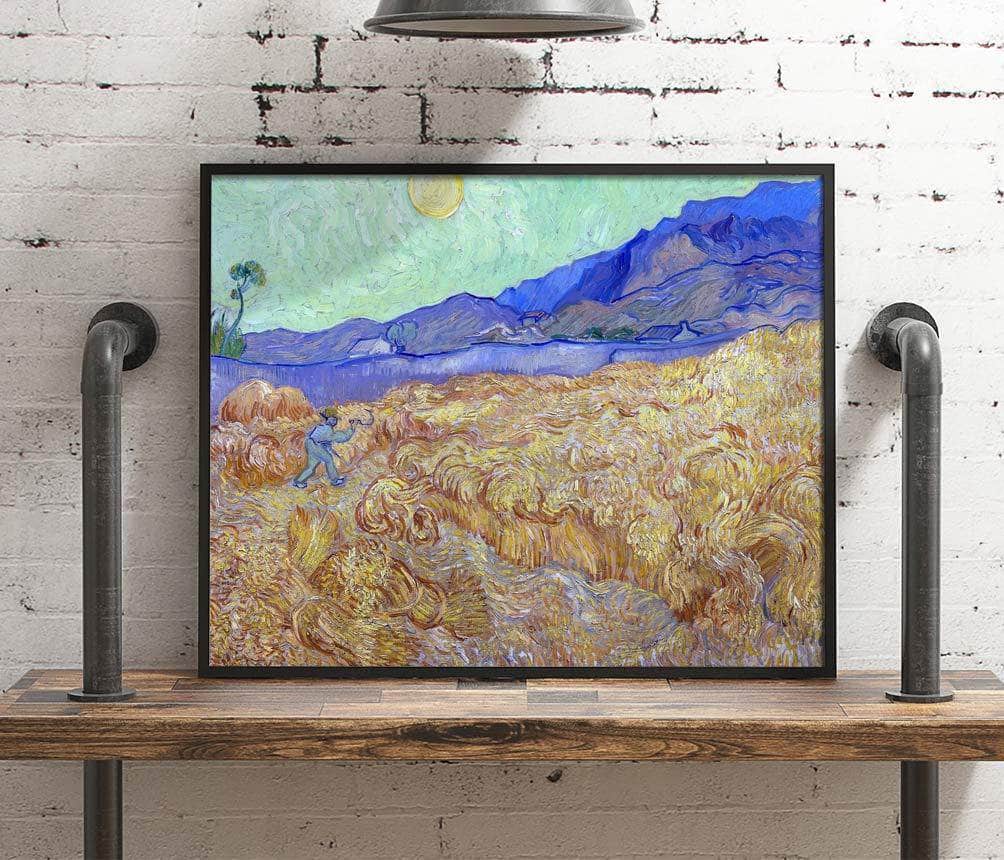 Wheatfield With A Reaper Painting Vincent Van Gogh Canvas Art Fine Art Print