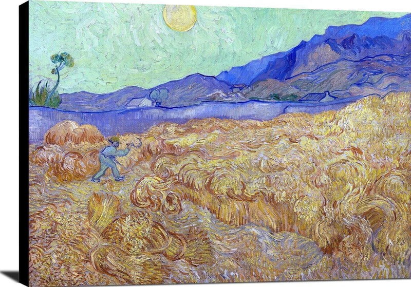 Wheatfield With A Reaper Painting Vincent Van Gogh Canvas Art Fine Art Print