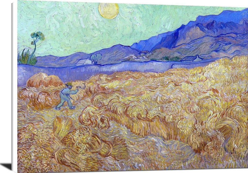 Wheatfield With A Reaper Painting Vincent Van Gogh Canvas Art Fine Art Print