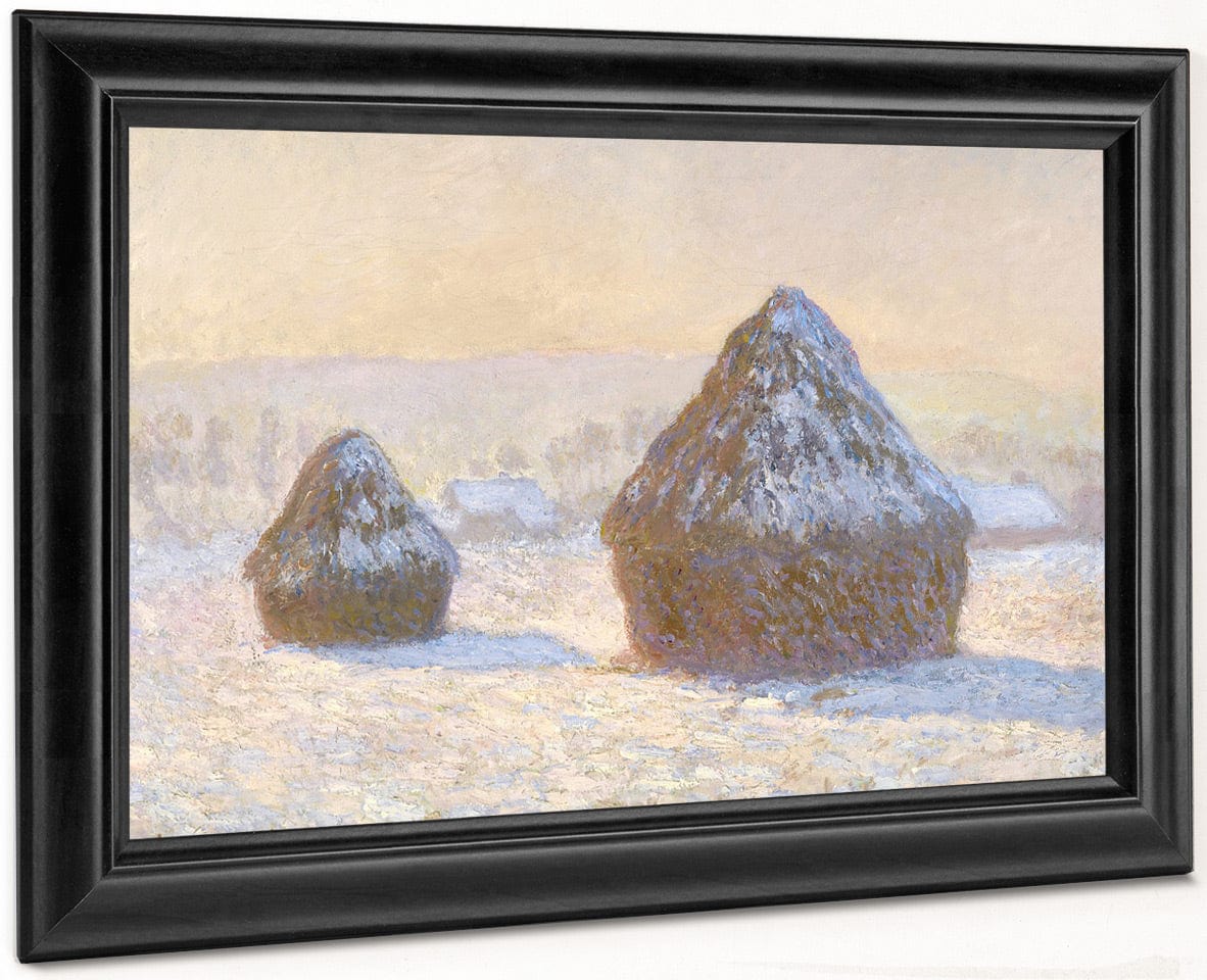 Wheatstacks, Snow Effect, Morning (Meules, Effet De Neige, Le Matin) By Claude Monet Fine Art Print