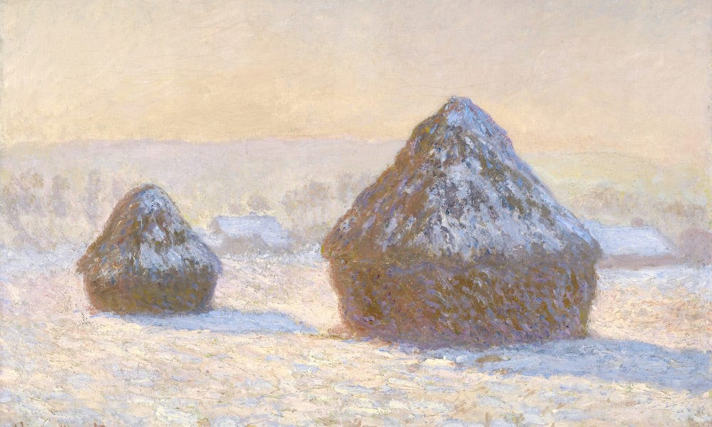 Wheatstacks, Snow Effect, Morning (Meules, Effet De Neige, Le Matin) By Claude Monet Fine Art Print