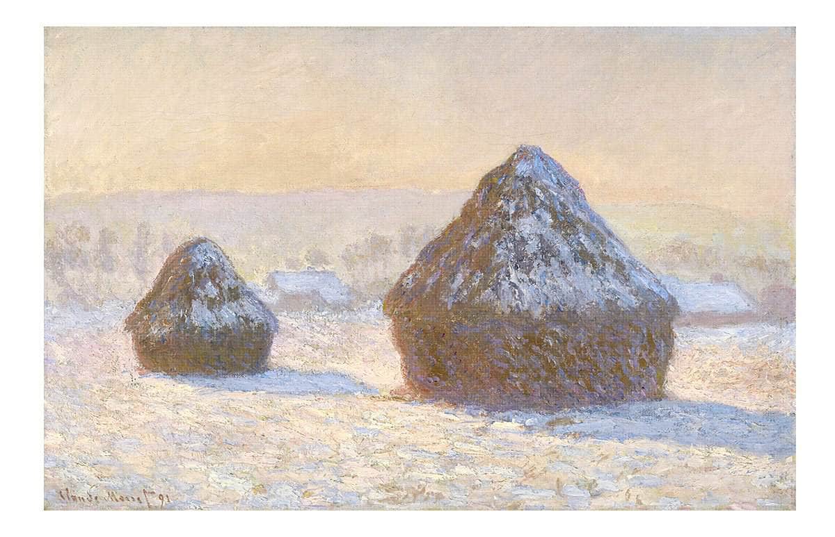 Wheatstacks, Snow Effect, Morning (Meules, Effet De Neige, Le Matin) By Claude Monet Fine Art Print Fine Art Print